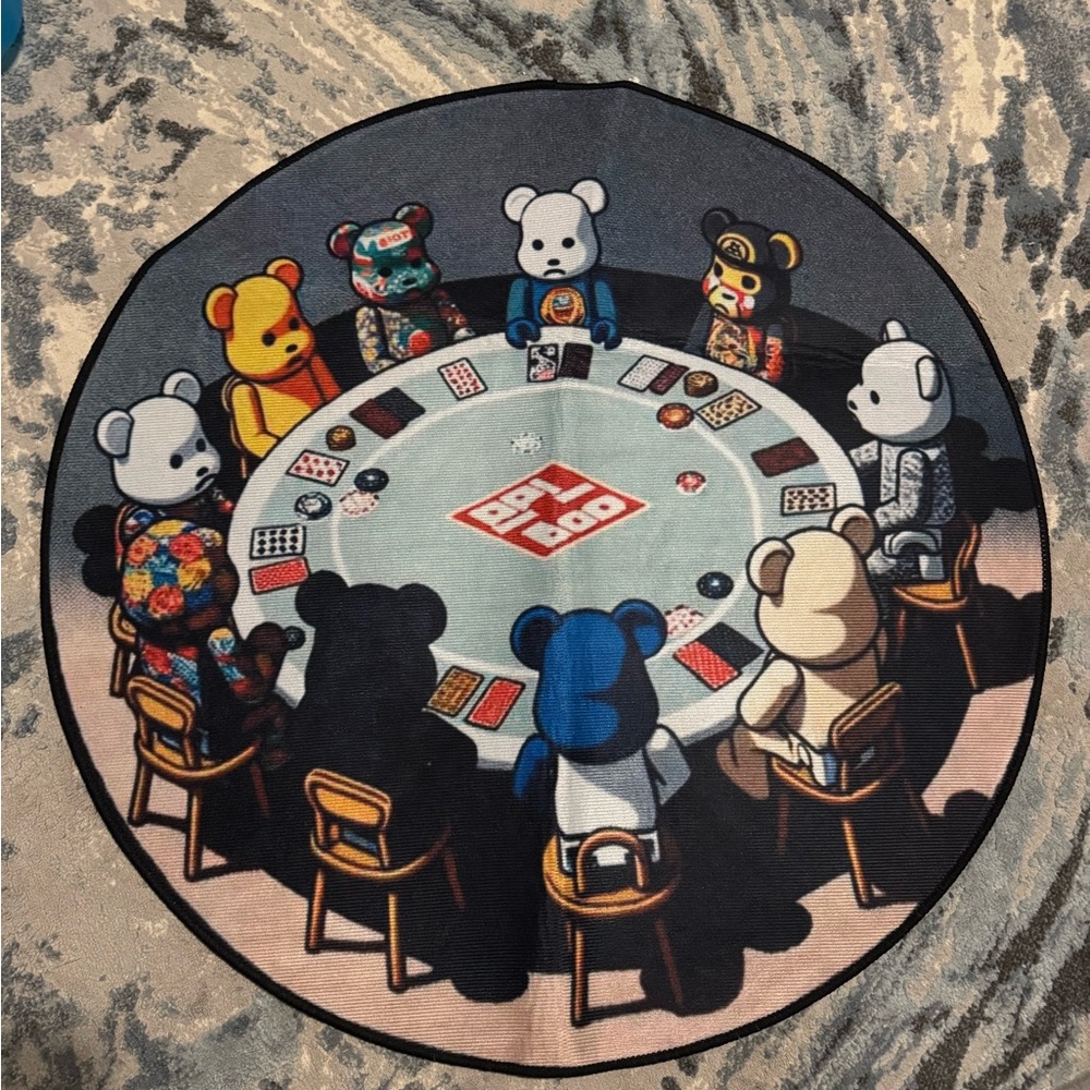 Round Bearbrick Poker Rug